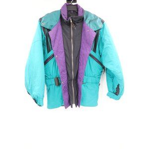 Vintage mountain goat women’s M insulated‎ puffer jacket hooded full zip retro